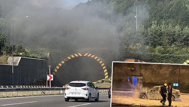 Bolu Dağı Tüneli'nde alev alan otomobil küle döndü: Ankara yönü trafiğe kapatıldı