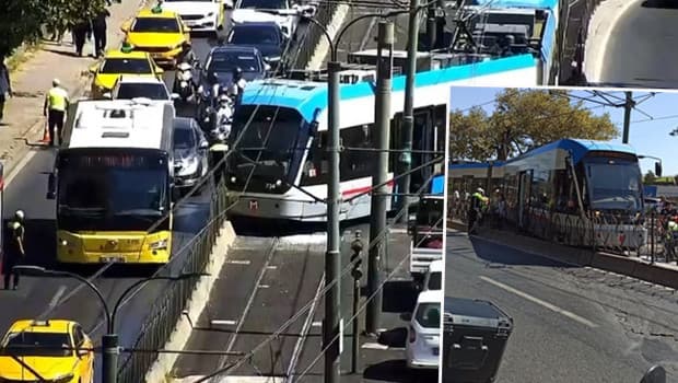 Beyoğlu'nda tramvay raydan çıktı: Yolcular tahliye edildi, ekipler seferber oldu