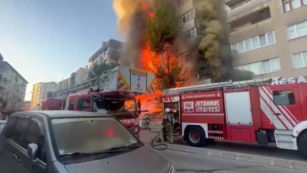 Kartal'da 5 katlı binanın altındaki markette çıkan yangın faciaya dönüştü