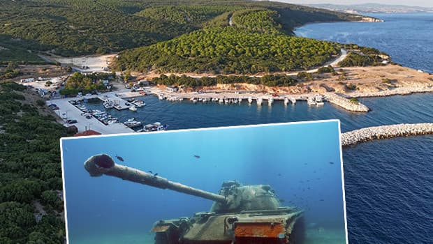 Saros Körfezi'nde 10 metre derinliğe batırılan tank, dalış tutkunlarının gözdesi oldu