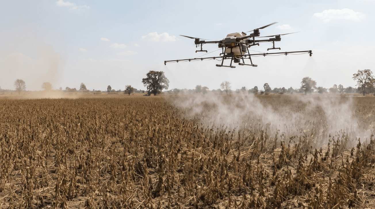 Dronla ilaçlama yapan çiftçi, bir gecede tarlasını kaybetti