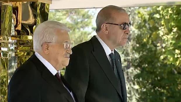 Erdoğan, Filistin Devlet Başkanı Abbas'ı Külliye'de Törenle Ağırladı
