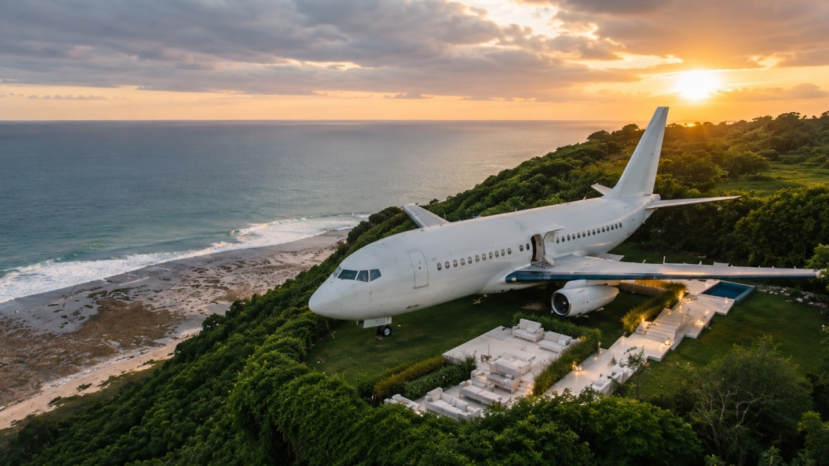 Bali'nin Uçurum Kenarına Park Edilen Boeing 737, Lüks Villa Olarak Yeniden Doğdu